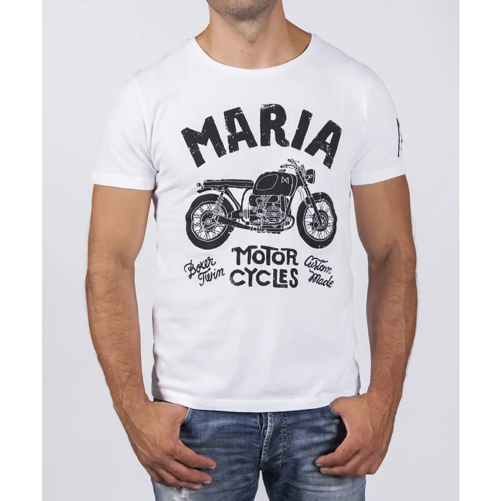 MEN BOXER TWIN T-SHIRT - WHITE - DAX Cafe Racer