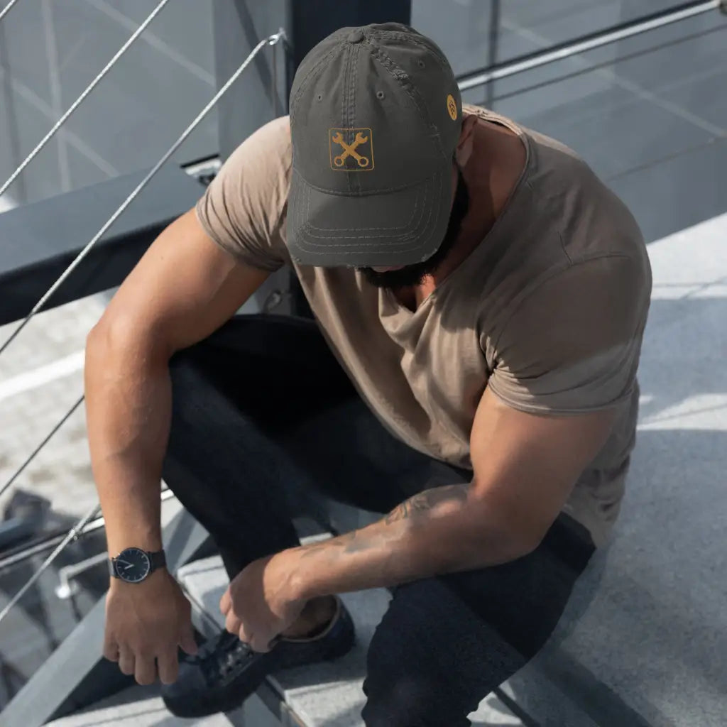 Distressed Dad Hat - DAX Cafe Racer