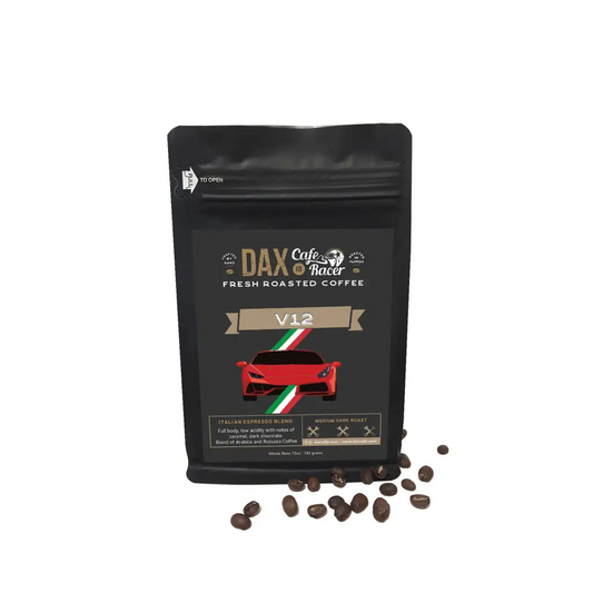 Dark roast Italian espresso blend coffee beans.