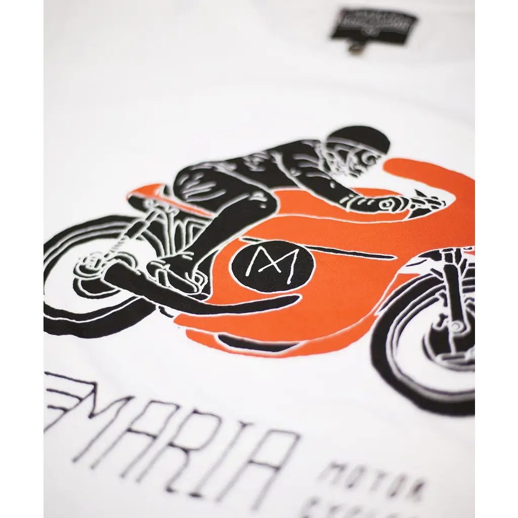 MEN SKULL RACER T-SHIRT - WHITE - DAX Cafe Racer