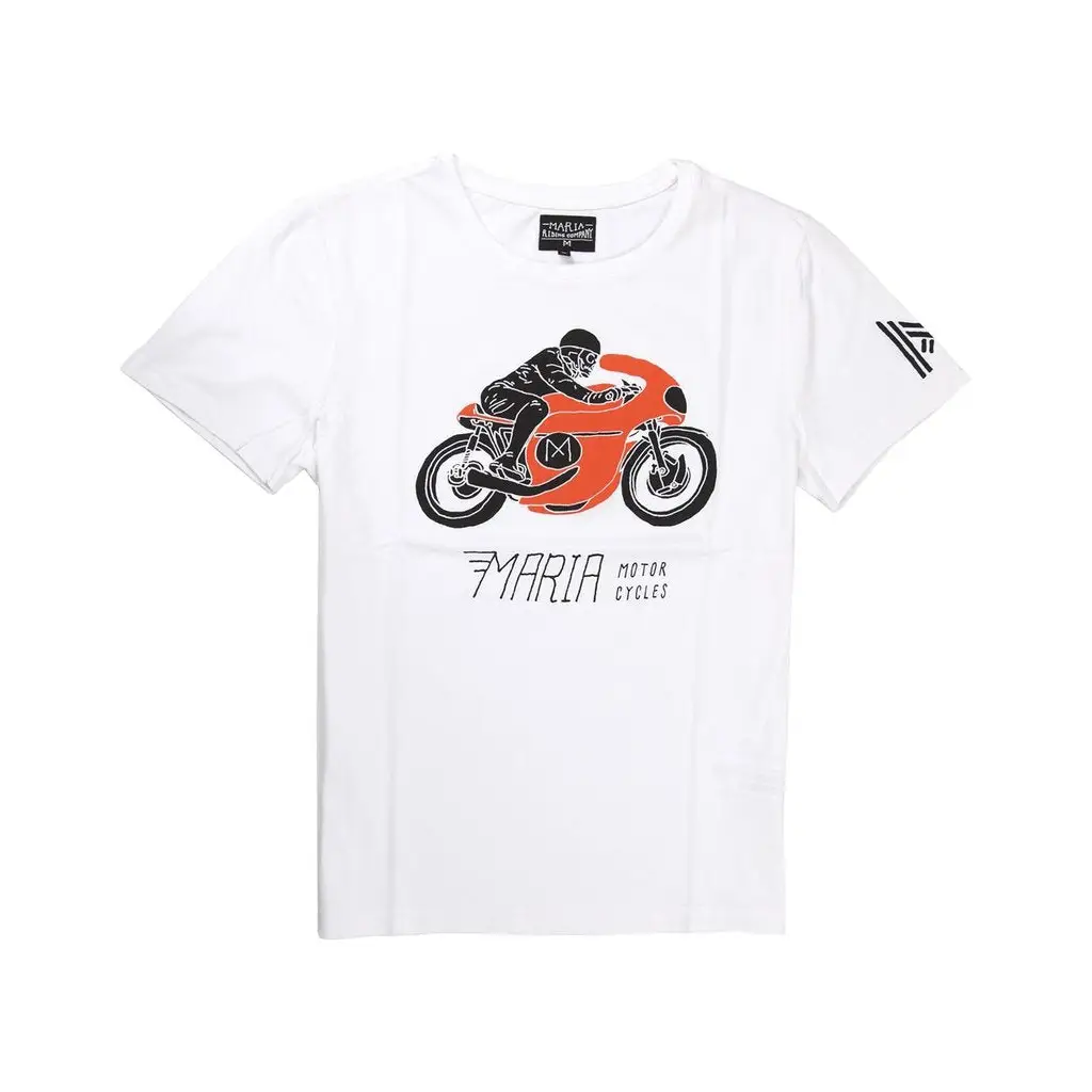 MEN SKULL RACER T-SHIRT - WHITE - DAX Cafe Racer