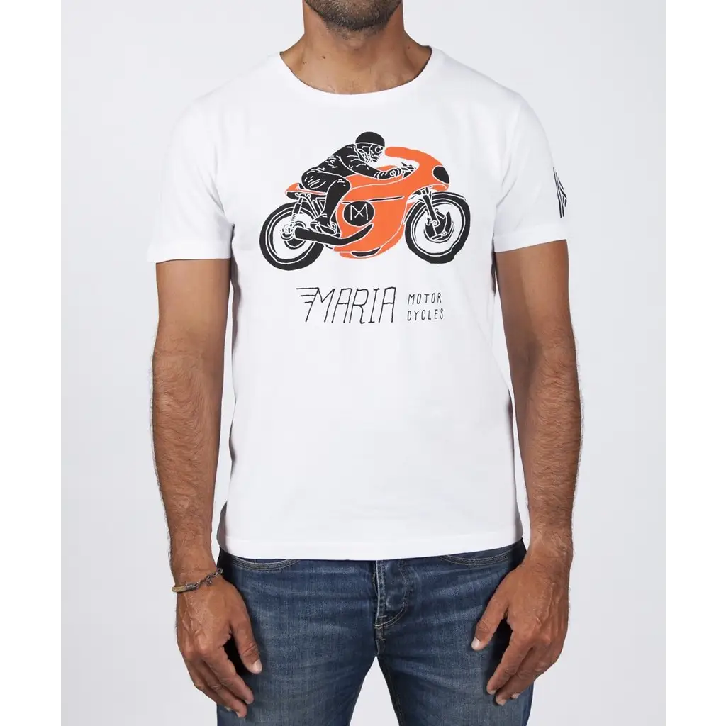 MEN SKULL RACER T-SHIRT - WHITE - DAX Cafe Racer