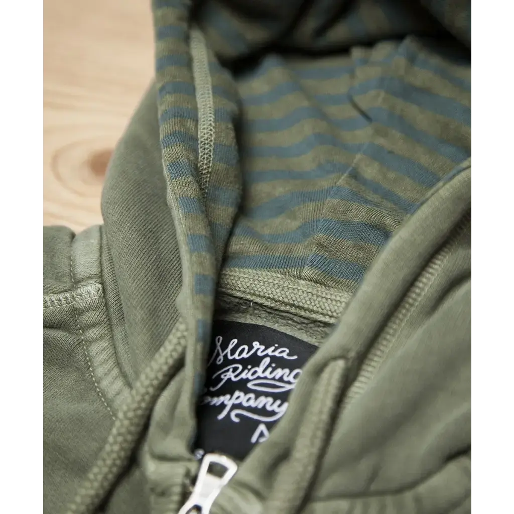 WOMEN ZIP UP HOODIE - ARMY GREEN - DAX Cafe Racer